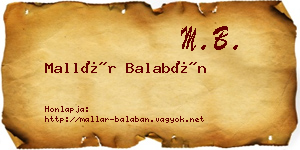 Mallár Balabán névjegykártya